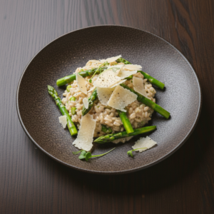 Plat : risotto d'épeautres aux asperges
