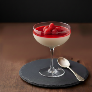 Dessert : panna cotta et coulis de fruits rouges