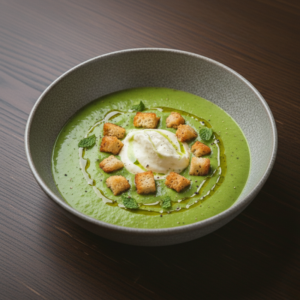 Entrée : velouté de petit pois