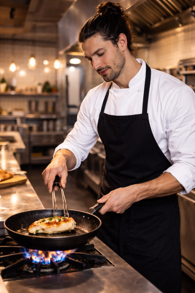 Photo de Julien Cordin qui cuisine